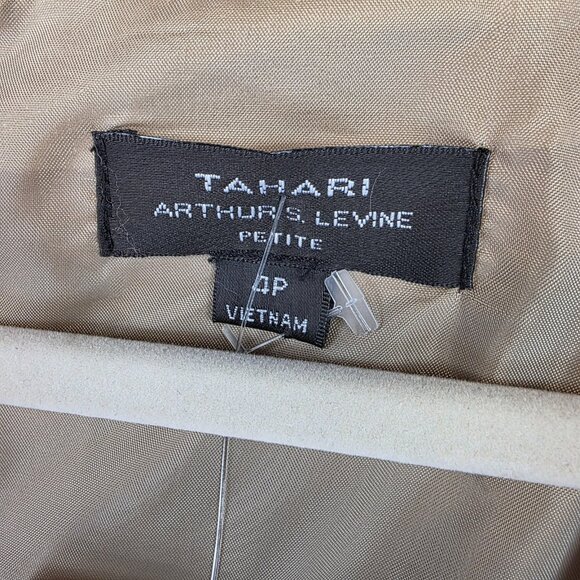 Tahari Arthur S Levine Dress Womens 4P Petite Champagne Gold Sheath Sleeveless - Picture 3 of 10